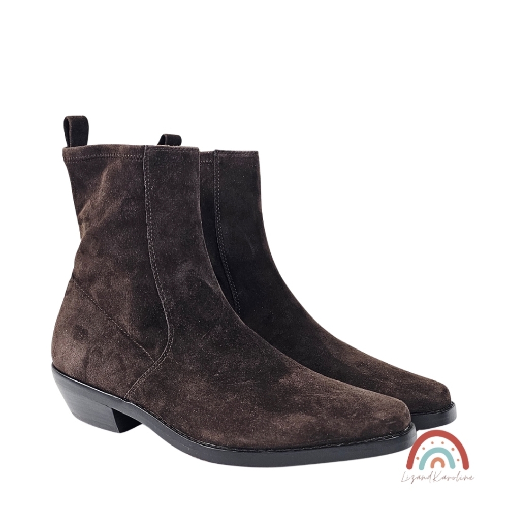 New! Madewell The Idris Ankle Boot in Suede Dark Carob - Picture 3 of 13
